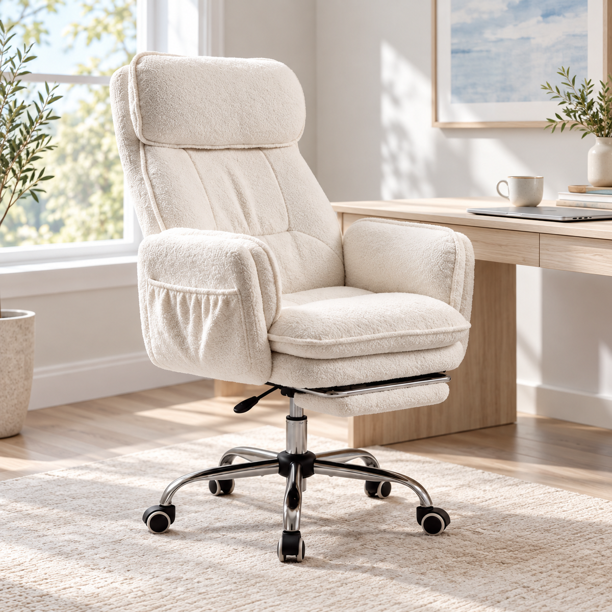 Cream CloudyNest chair in a light home office